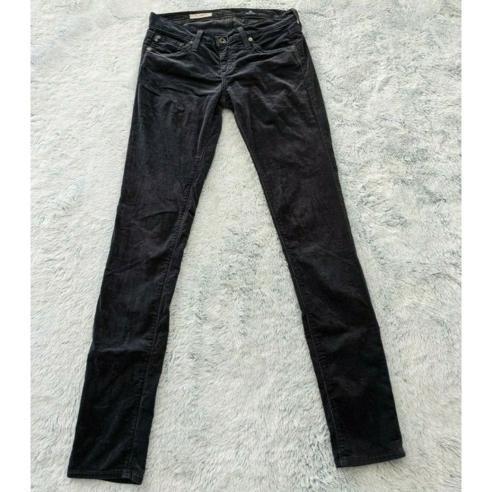 AG Adriano Goldschmied Size 25R Women the legging super skinny black velvet Pant - Picture 2 of 12